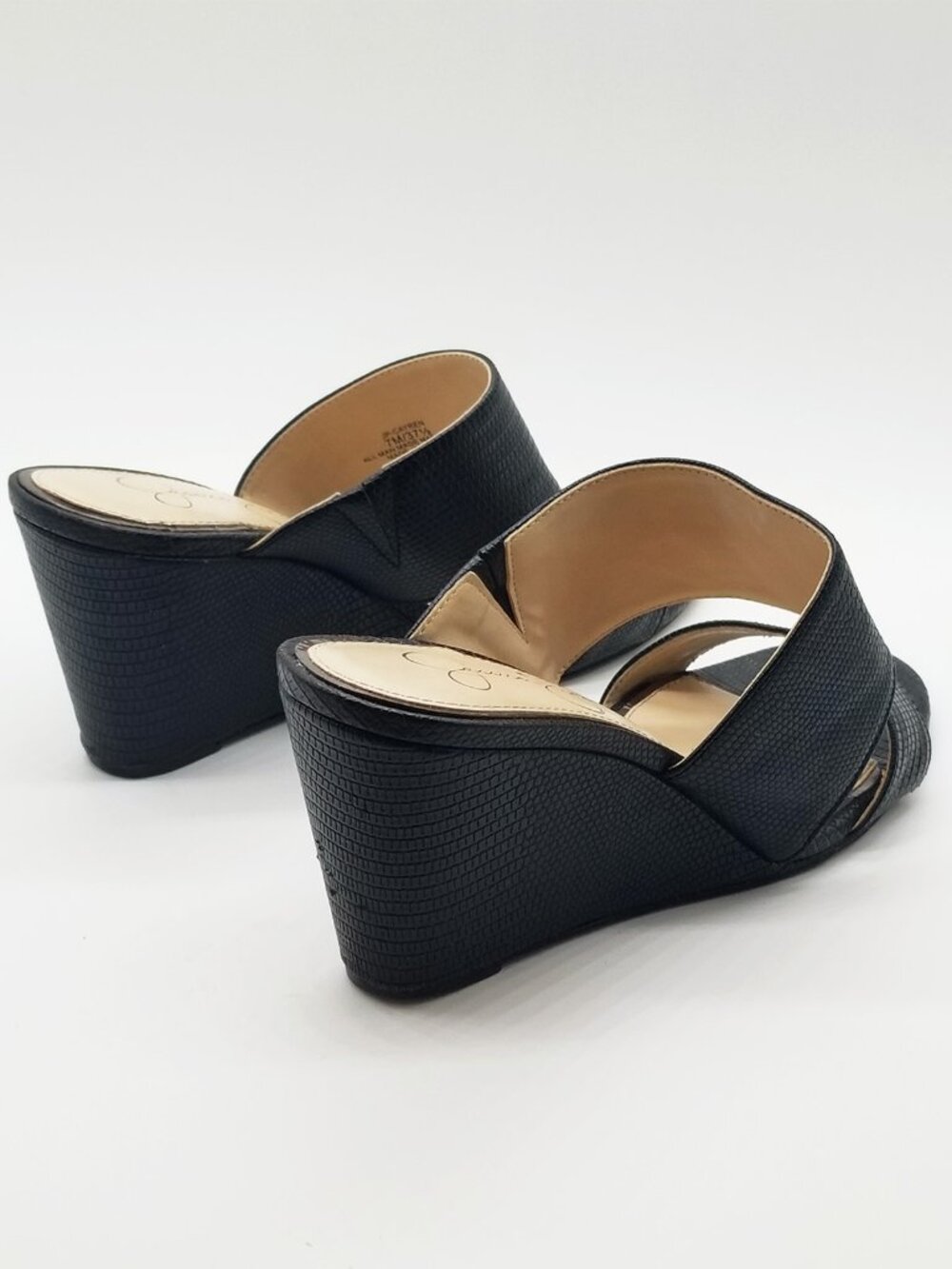 Jessica Simpson Cayren Black Double Strap Wedge Slide Sandal Women's 7M Slip On - Picture 6 of 15